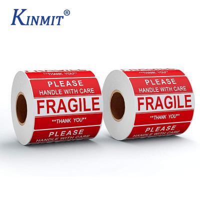 China Amazon Shipping Label Caution Label Sticker Printable Red Fragile Paper Sheet For Thermal Transfer Printer Fragile Label Sticker for sale