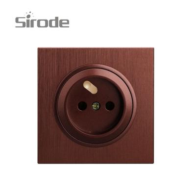 China Standard 1 Strip Easy Installation French Europe Syrode Plug With Child Protection Brown Color 6001 Series for sale