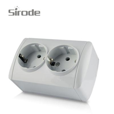 China Easy Installation Guipai EU Standard 2 Strip Schuko Surface Mounted16A Socket 220V Electric Socket 220V White Color House Decorate for sale