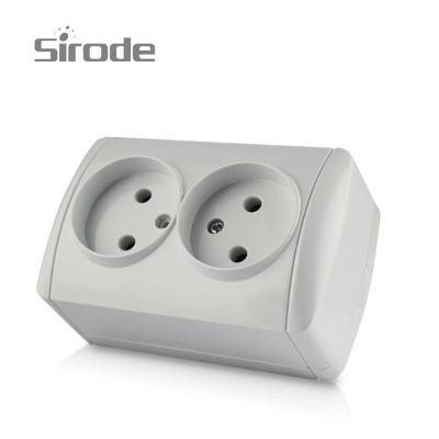 China Easy Installation Guipai EU Standard 2 Strip 2 Pin Surface Mounted 16A Socket 220V Electrical White Color House Decorate for sale