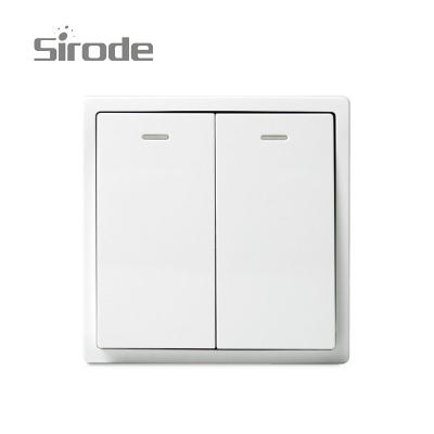 China Sirode New Style 211-2 British Standard 2 Gang 1 Way Easy Installation Switch Arming Color Circuits White Series for sale