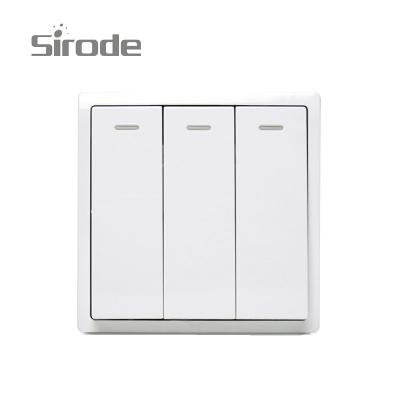 China Sirode New Designs 211-1 UK Standard 3 Gang 1 Way Switch Easy Wall Switch Installation Electrical Switch for sale