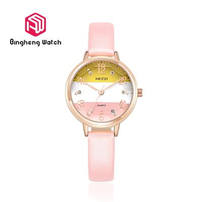 China Colorful Leather Strap Youth Waterproof Watches , Ladies Water Resistant Watches for sale