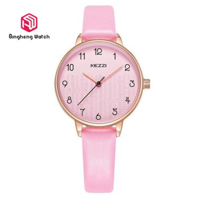 China Fahional Pink Leather Strap Watch , Causal Waterproof Teenage Fashion Watches for sale