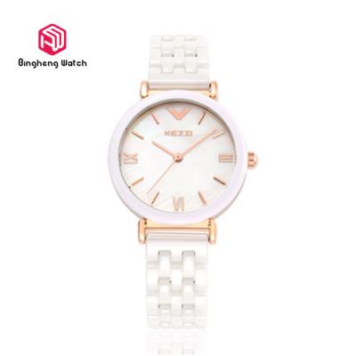 China 30M Waterproof Rose Gold Ceramic Watch , Ceramic Strap Women'S Watch for sale