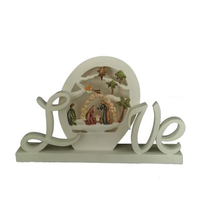 China Europe Factory Direct Selling Resin Lit Joy Nativtity Christmas Scene Holiday Indoor Sculpture for sale