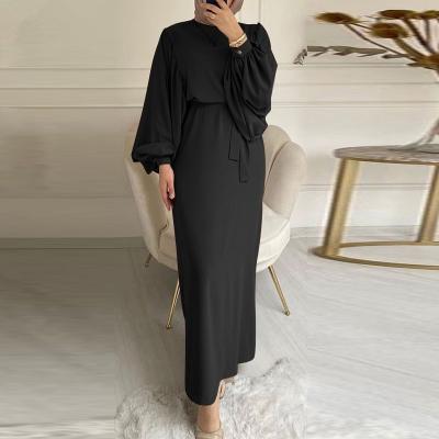 China Polyester Factory Wholesale Muslim Traditional Dresses Simple Abaya Women's Solid Color Dresses Hot Sale In The Middle East for sale