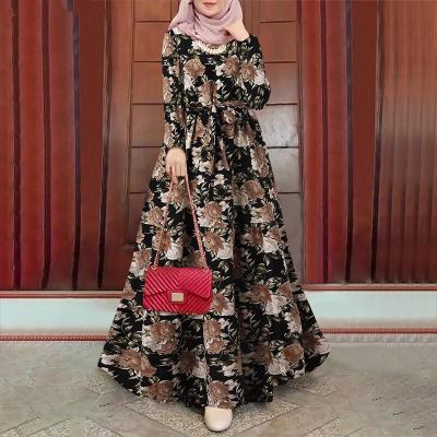 China Wholesale Muslim Abaya Printed Middle Eastern Popular Muslim Women's Robe Factory Fashion Dress Terylene Dress for sale