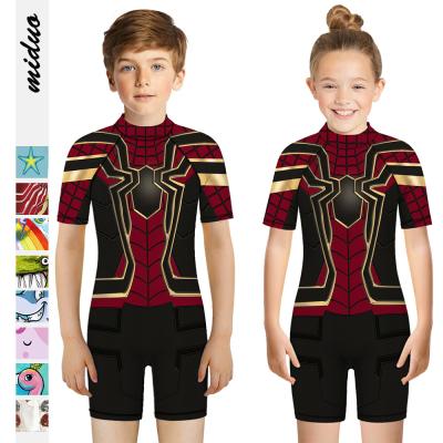 China Hip Hop Digital Printing Children's Summer One-Piece Short Sleeve Tight Round Neck Seaside Vacation Breathable Swimwear for sale