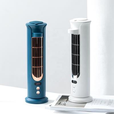 China New 2021 Car Tower Air Cooler Fan Digital Display 140ml Table Fan USB Rechargeable Portable Water Spray Fan for sale