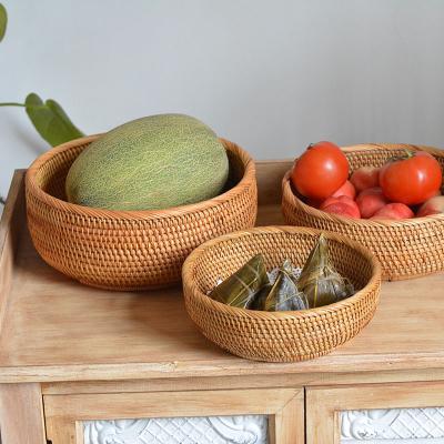 China GLOVAL Handmade Rattan Food Storage Basket HOME Woven Basket and Rectangular Dish Garden Rattan Storage Box Fruit Vegetable Sundries Basket for sale