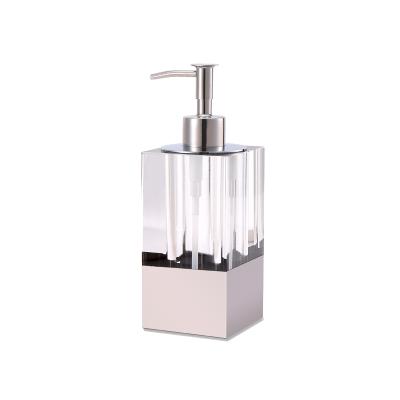 China Gloval Viable Home Bathroom Luxury Crystal Shampoo Glass Soap Dispenser Press Bottle Bathroom Accessories Set for sale