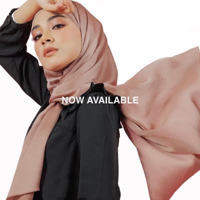 China High Quality Popular Women Satin Silk Hijab Malaysia Crepe Pleated Muslim Shawl Scarf for sale