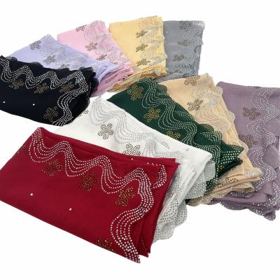 China Factory stock malaysia plain ready cotton fashionable bawal wholesale with exclusive crystal design for sale