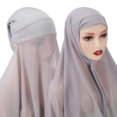 China Malaysia hijab fashion custom made snap chiffon with inner tank top tie stretching back underscarf for sale