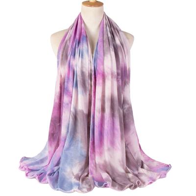 China European Stylish Modal Tank Top Tie Dyed Scarf Women Stretchy Hijab Long Tank Top Printed Shawls for sale