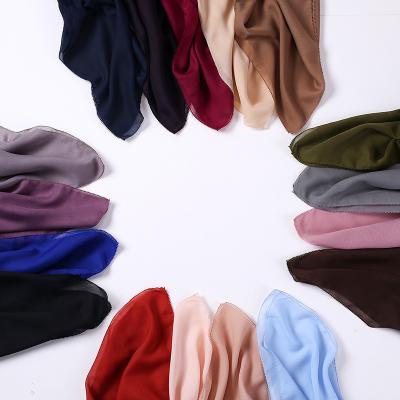 China 115*115cm cotton muslim basic hijab with solider color eyelash hem cotton bawal for sale