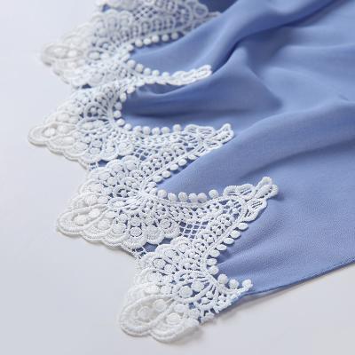 China 2012 New Women's Fashionable Chiffon Wraps Simple White Embroidered Muslim Lace Chiffon Hijab Scarves for sale