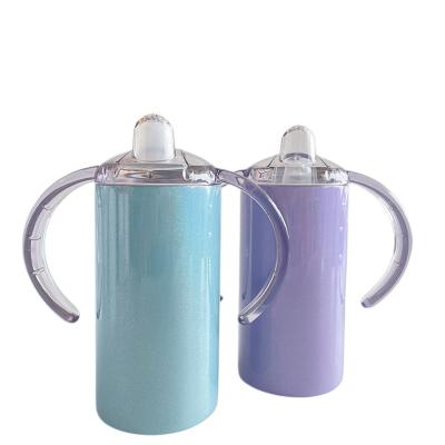 China Viable Wholesale Free Shipping Double Wall 12oz Glitter Sublimation Shimmer Tumblers Baby Sippy Mug for sale