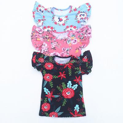 China 2019 Viable Fashions Printed T-shirt For Babies Float Sleeve Kids Tops Kids Cotton Fabric Kids Apparels for sale