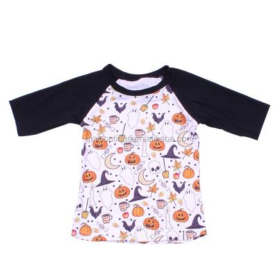 China New Arrival Boys Autumn Clothes Cute Pumpkin Pattern Halloween Viable T-Shirts For Kids Round Neck Winter Baby Clothes for sale