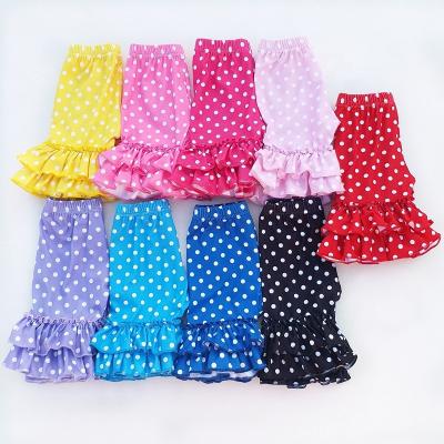 China Boutique breathable wholesale clothing kids style polka dot fancy design knitted cotton ruffle shorts baby bloomer 2020 for sale