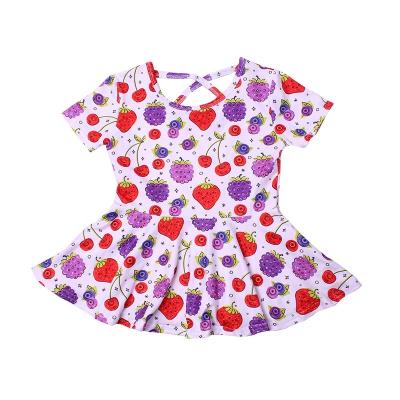 China Girl fashion breathable clothes in summer trendy clothes milk silk fruit print top clothes for kids ruffle peplum for toddler girl for sale