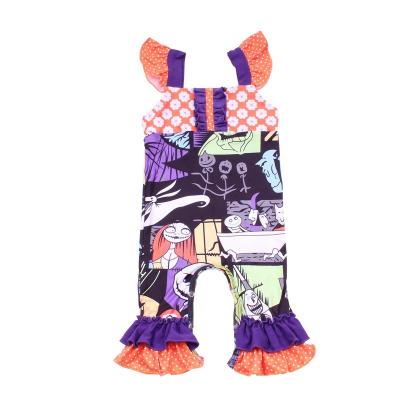 China Wholesale milk silk boutique baby clothes romper sleeveless scary milk silk baby jumpsuits vampire design Halloween infant day for sale