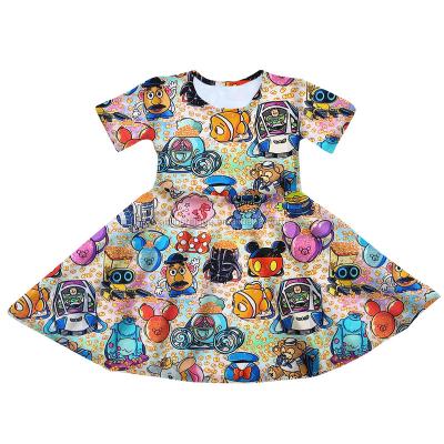 China Breathable Cartoon Short Sleeve Baby Clothing Boutique Girl Twirly Dress For 2020 for sale