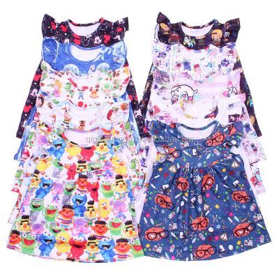 China 2019 fashion summer girl print breathable boutique printed short sleeve girl skirt for sale