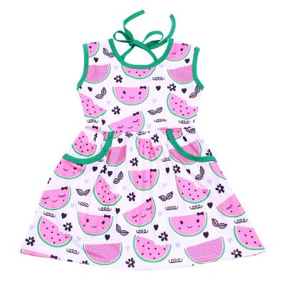 China Breathable Candy Girl Prepare Funny Watermelon Printed Kids Clothes Milk Toddler Dresses Halter Baby Silk Dress 2019 for sale