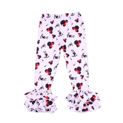 China 2020Kids clothing boutique valentines day breathable baby ruffle leggings love printed long ruffle pants cute cartoon fashion pants for sale