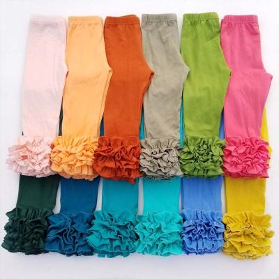 China Color Fade Proof Boutique Baby Panty Girls Nice Ruffles Leggings Fashion Kids Pants for sale