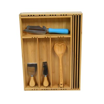 China Sustainable Bamboo Expandable Drawer Organizer for Utensils Rack, Adjustable Cutlery Tray, Wooden Drawer Dividers Organizer for sale