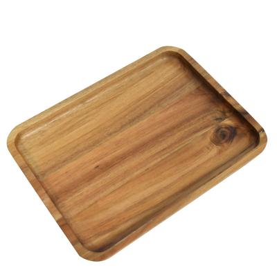 China Eco-Friendly Wood Shape Acacia Wood Square Nature Wood Serving Tray for sale