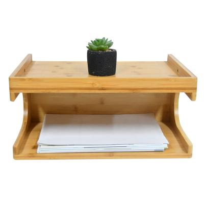 China Bunk Friend Bedside Shelf Double Layer Bamboo Carriage Sustainable Tray Headboard Shelf As Bedside Table for sale