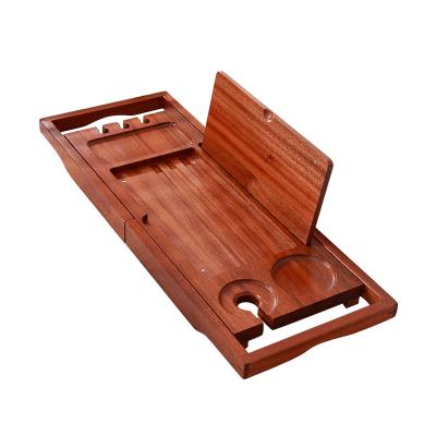 China 2021 Designs Sustainable Wooden Bathtub Caddy Bamboo Bath Tub Luxury Tray With Expanding Sides Shower Organizer for sale