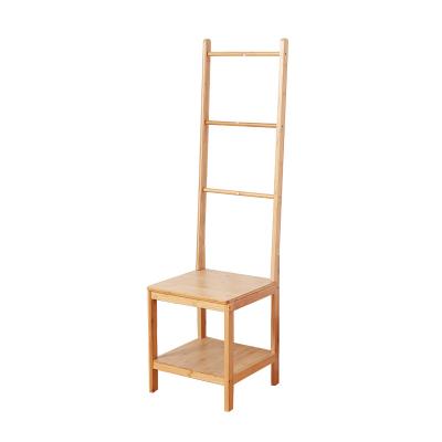 China Factory Directly Traditional Bamboo Bathroom Storage Rack Chair Seat With Towel Racks for sale