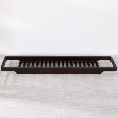 China Sustainable Black Bathtub Drying Rack Bamboo Trays Bath Tub Tray Trolley for sale