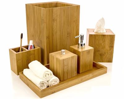 China Sustainable Bambus Bathroom Vanity Accessories For One Set for sale