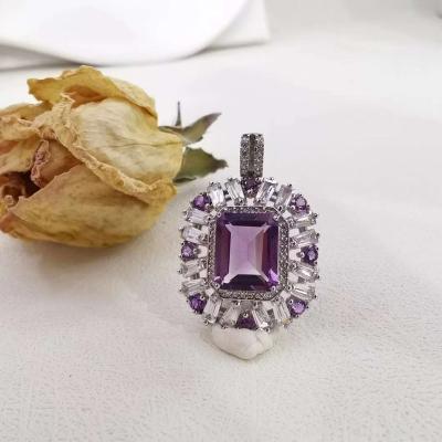 China Wholesale Romantic Fashion Jewelry S925 Sterling Silver Amethyst Pendant Good For Women for sale