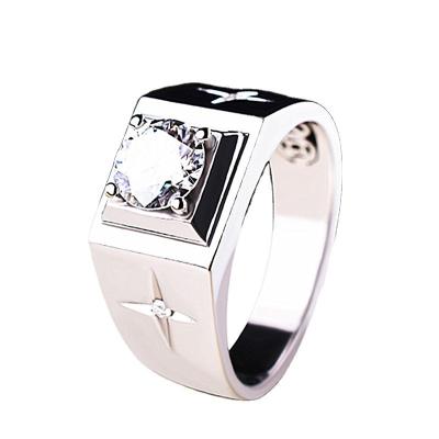 China Trendy wholesale fashion cheap white gold jewelry couple wedding Ring Cubic Zirconia Ring Gift for men and women for sale