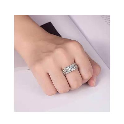 China Hot Exquisite Luxury 925 Sterling Silver Moissanite Open Ring CLASSIC Ring Men Simple Factory Price Jewelry Sale for sale