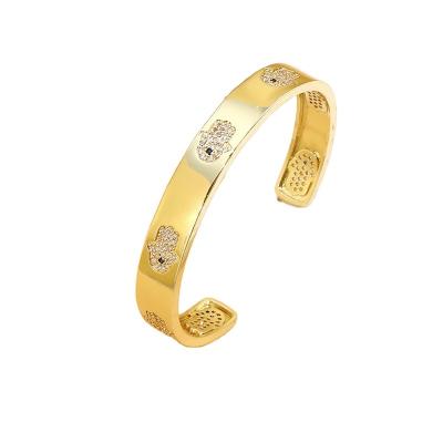 China Factory wholesale 18k gold copper bracelet cuff jewelry lead and nickel free jewelry for women white gold zircon bracelets for sale