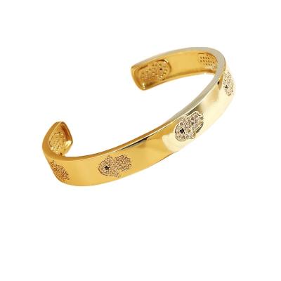 China Lead Free And Nickel Free Unique Creative Jewelry India Gold Bangle With Colorful CZ Stone Hot Sale Micro Pave Bangle for sale