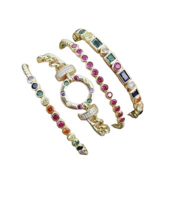 China Colorful Fashion Crystal Bracelets Colorful Creative Luxury Jewelry Zircon Party Gifts Bangle Bracelets for sale