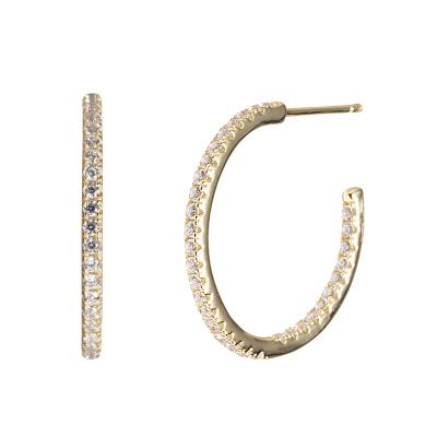 China New Style FASHIONABLE Circle Crystal Gold Plated Earrings Quality Zircon Luxury Product Custom Personalized Big C Circle Earrings for sale