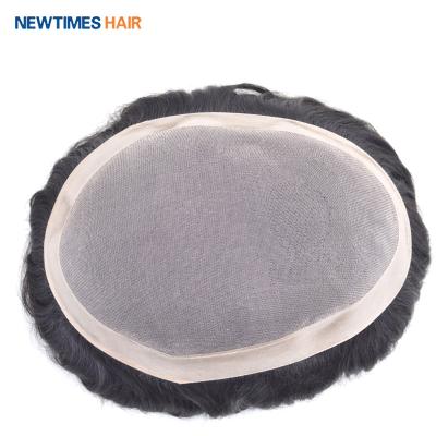 China Newtimes Hair Newtimes Fine Hair Mono Medium Density PU Round Hairpiece Hair Correction System Wigs For Men for sale