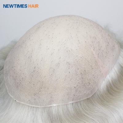 China Custom hair newtimes hair french lace up 100% human gray gray hair toupee wig for men wig system for sale