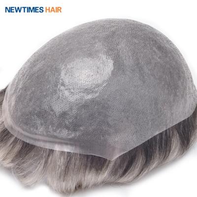 China newtimeshair ombre gray hair thin skin hair replacement systems men hairpiece for sale